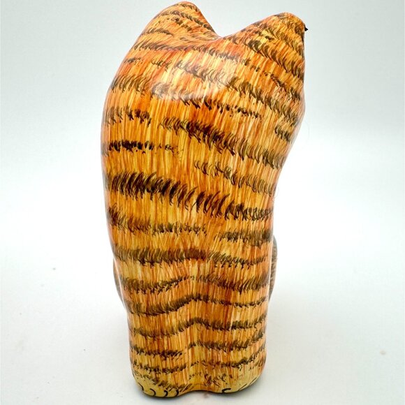 Hand-Painted Ceramic Striped Cat Figurines Set Of 2 Handmade In Kashmir Gift - Picture 11 of 14